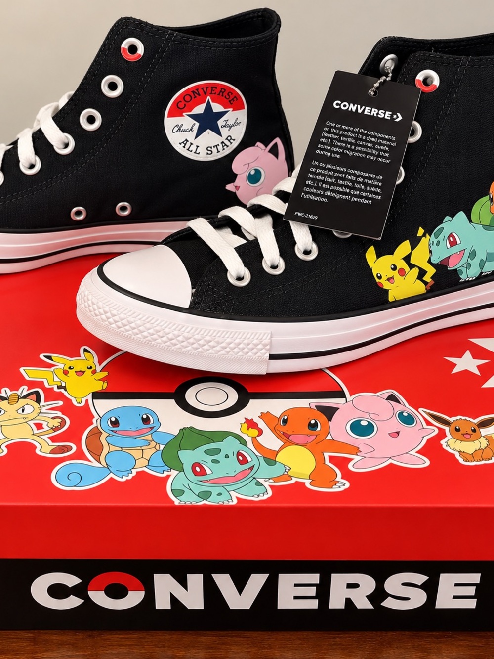 Rare Converse Black & White Mens Pokémon Chuck Taylor High Tops